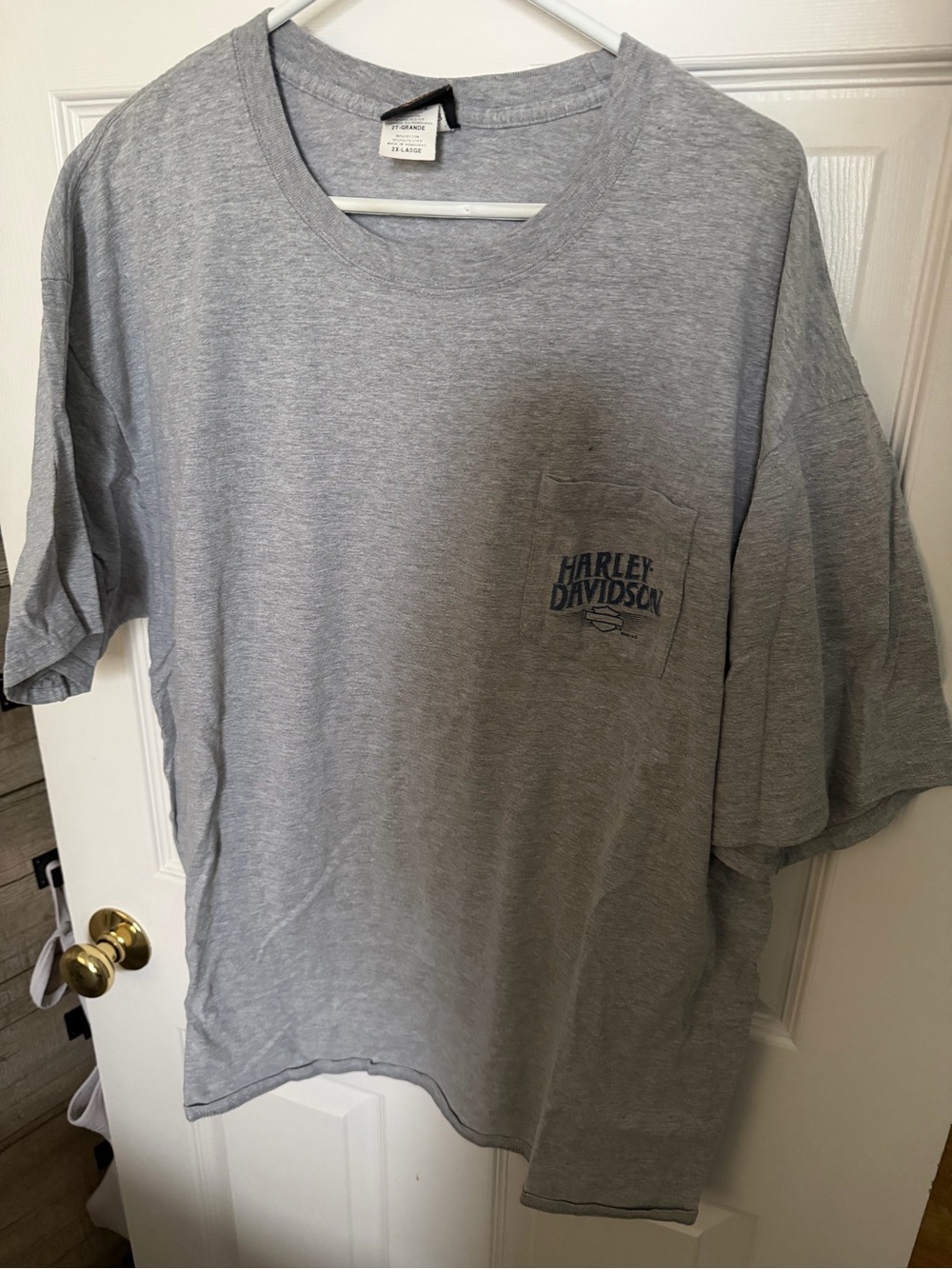 Harley-Davidson Light Gray Short Sleeve Pocket Tee with Navy Logo